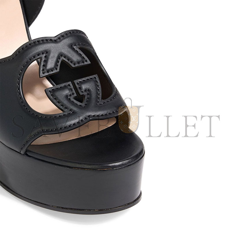 GUCCI LEATHER PLATFORM SANDALS 